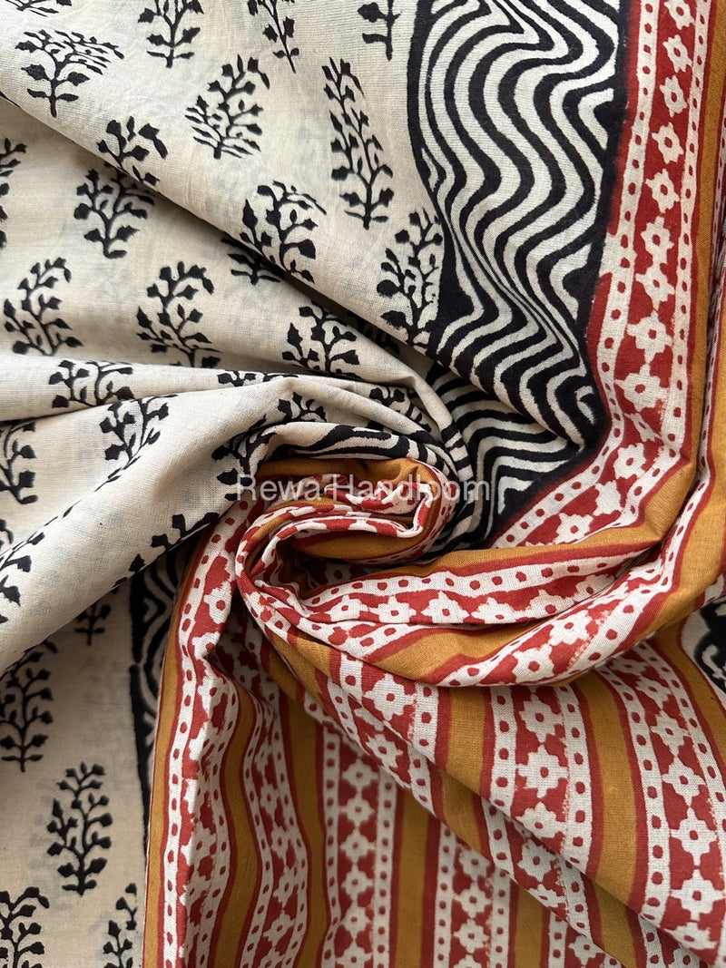 Cream Cotton Printed Saree CS012