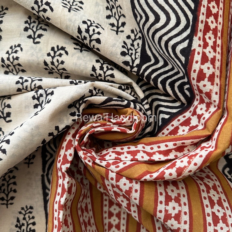 Cream Cotton Printed Saree CS012