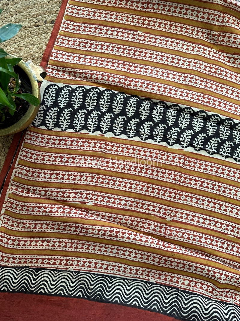 Cream Cotton Printed Saree CS012