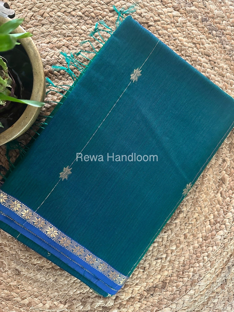 Green Zari Butti Maheshwari Saree SBS049