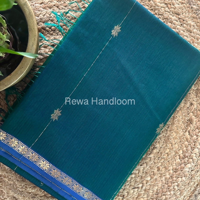 Green Zari Butti Maheshwari Saree SBS049