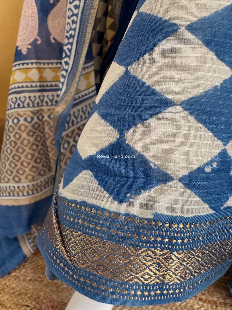 Maheshwari Bagh Indigo Print Suit