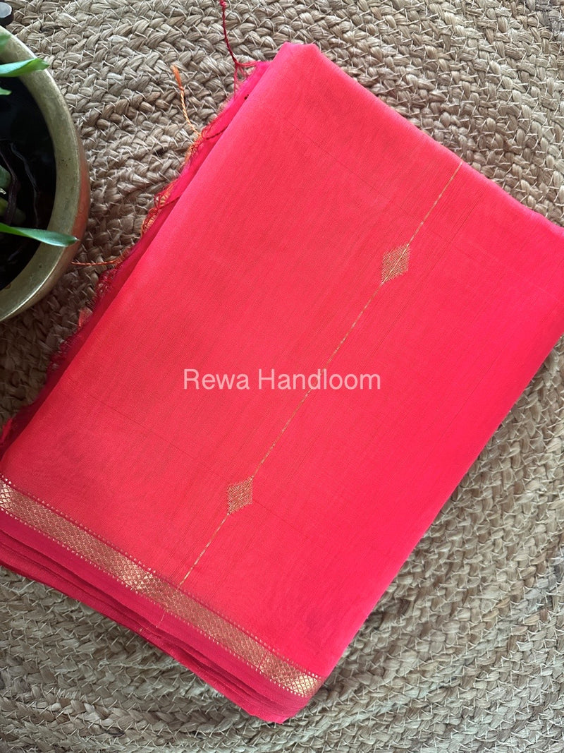 Fuchsia Pink Zari Butti Maheshwari Saree SBS044