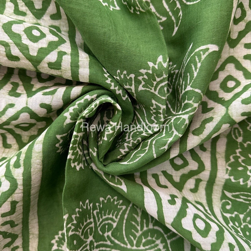  Green Cotton Printed Saree CS04