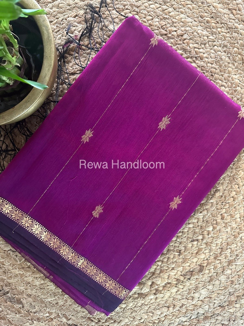 Magenta Zari Butti Maheshwari Saree SBS043