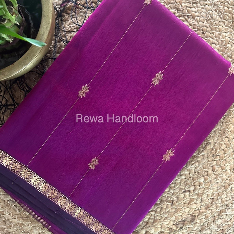 Magenta Zari Butti Maheshwari Saree SBS043