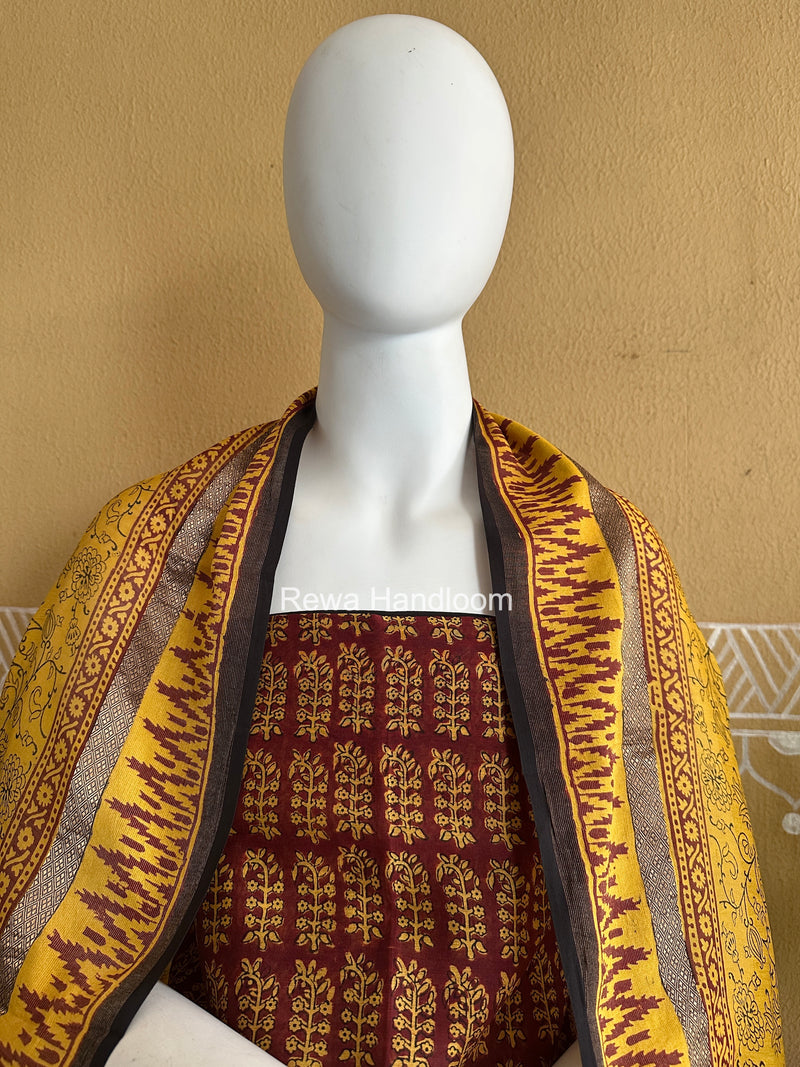 Maheshwari Red-Yellow Bagh Print Suit BSP0236