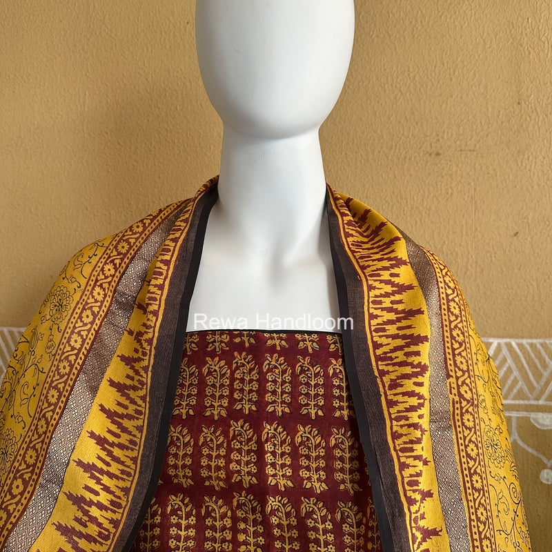 Maheshwari Red-Yellow Bagh Print Suit BSP0236