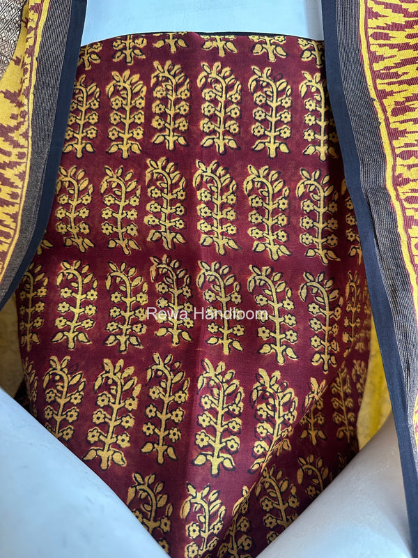 Maheshwari Red-Yellow Bagh Print Suit BSP0236