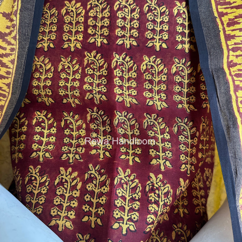 Maheshwari Red-Yellow Bagh Print Suit BSP0236