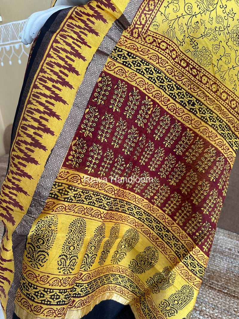 Maheshwari Red-Yellow Bagh Print Suit BSP0236