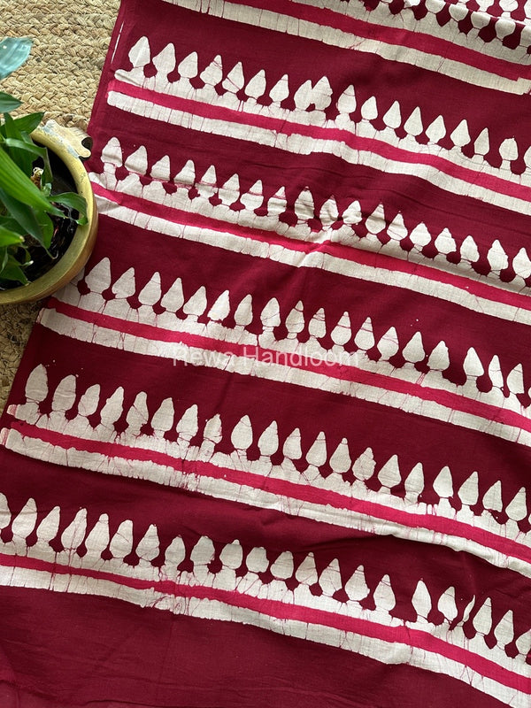 Maroon Cotton Printed Saree CS02