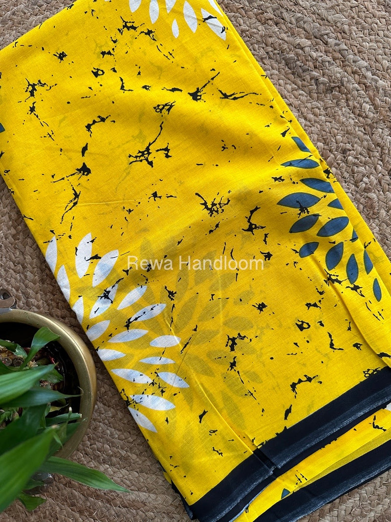 Yellow Cotton Printed Saree CS05