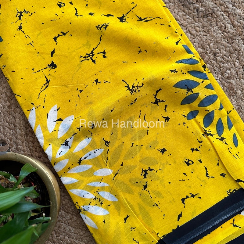 Yellow Cotton Printed Saree CS05