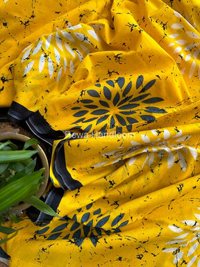 Yellow Cotton Printed Saree CS05
