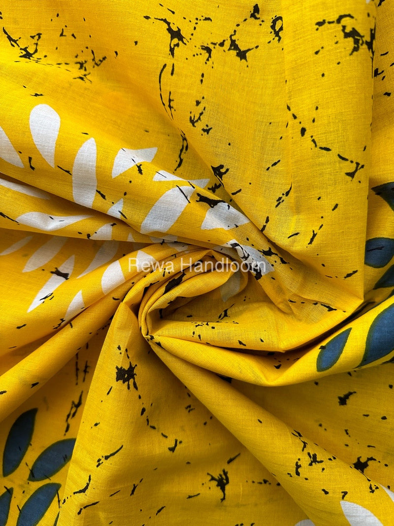 Yellow Cotton Printed Saree CS05