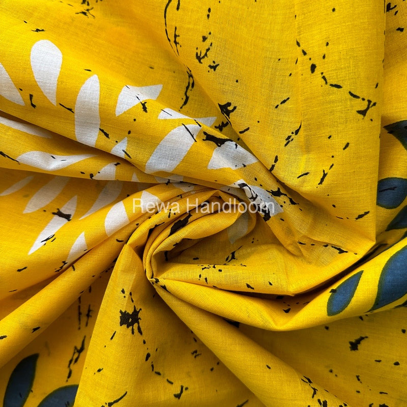 Yellow Cotton Printed Saree CS05
