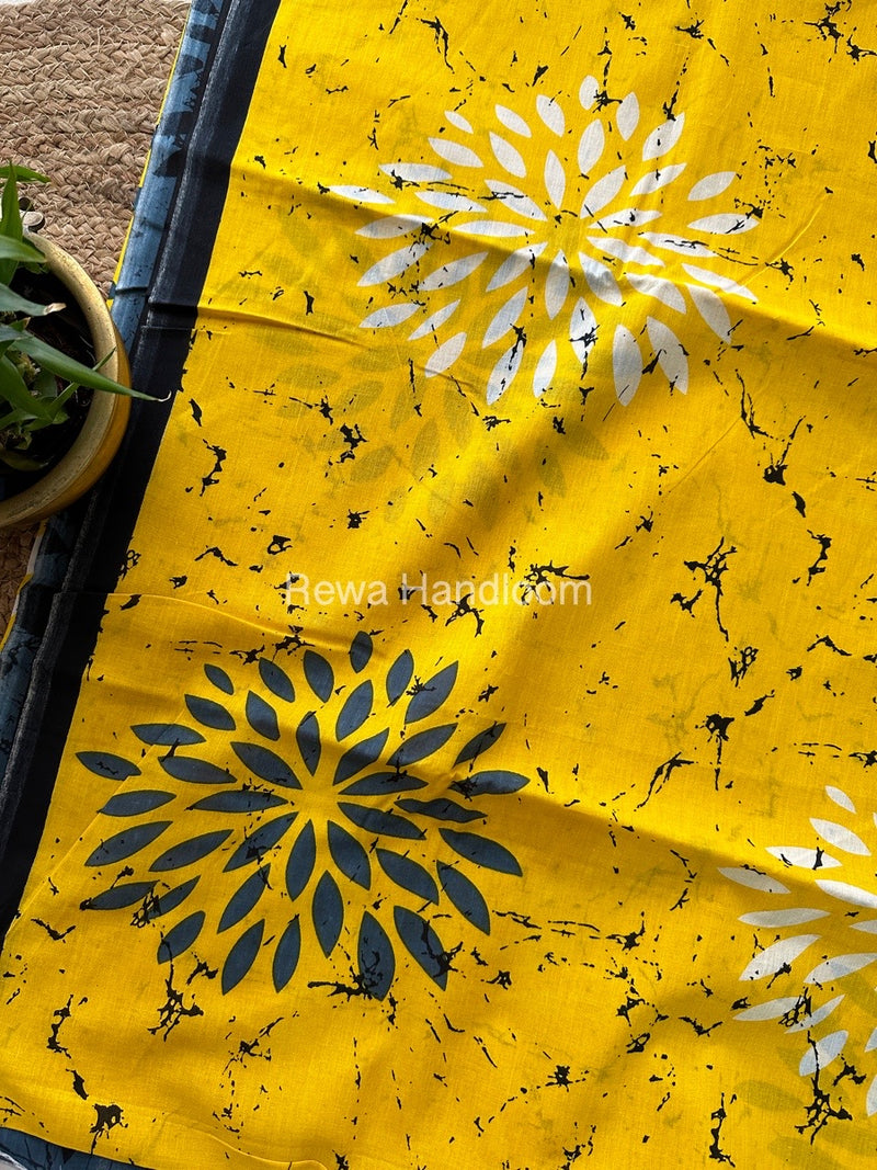 Yellow Cotton Printed Saree CS05