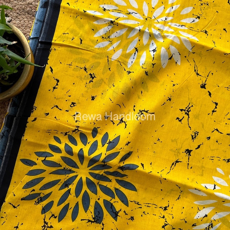 Yellow Cotton Printed Saree CS05