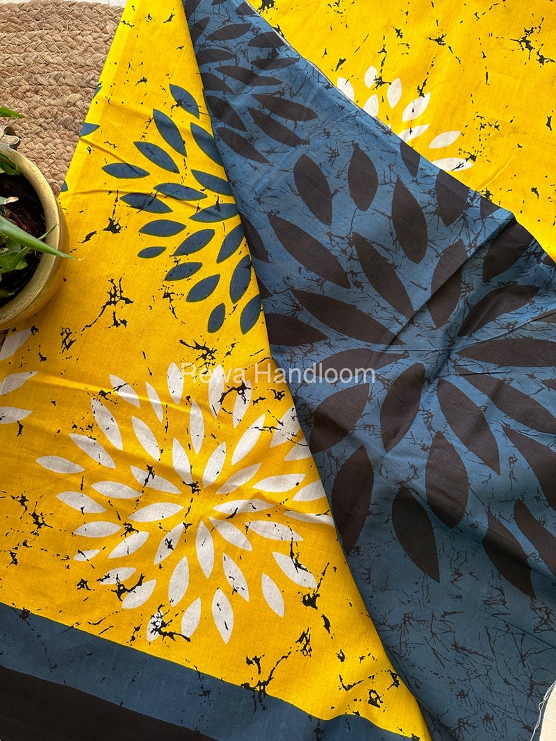 Yellow Cotton Printed Saree CS05