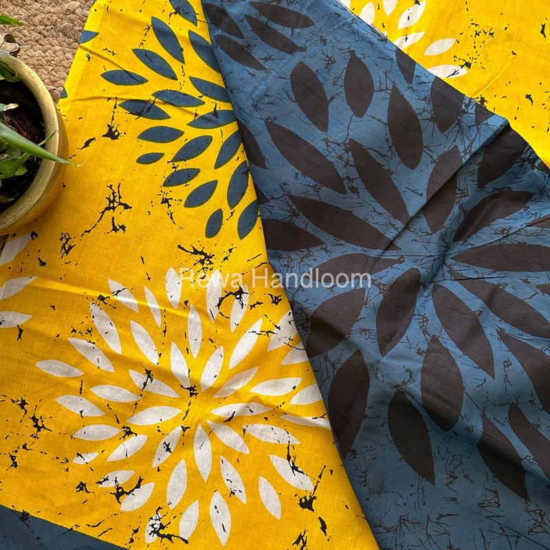 Yellow Cotton Printed Saree CS05