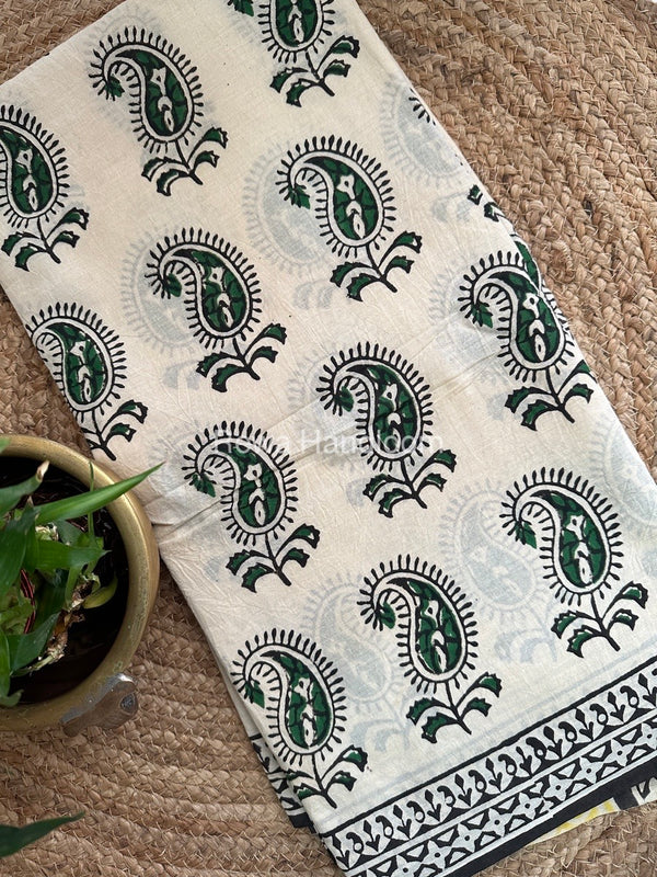 Cream Cotton Printed Saree CS03