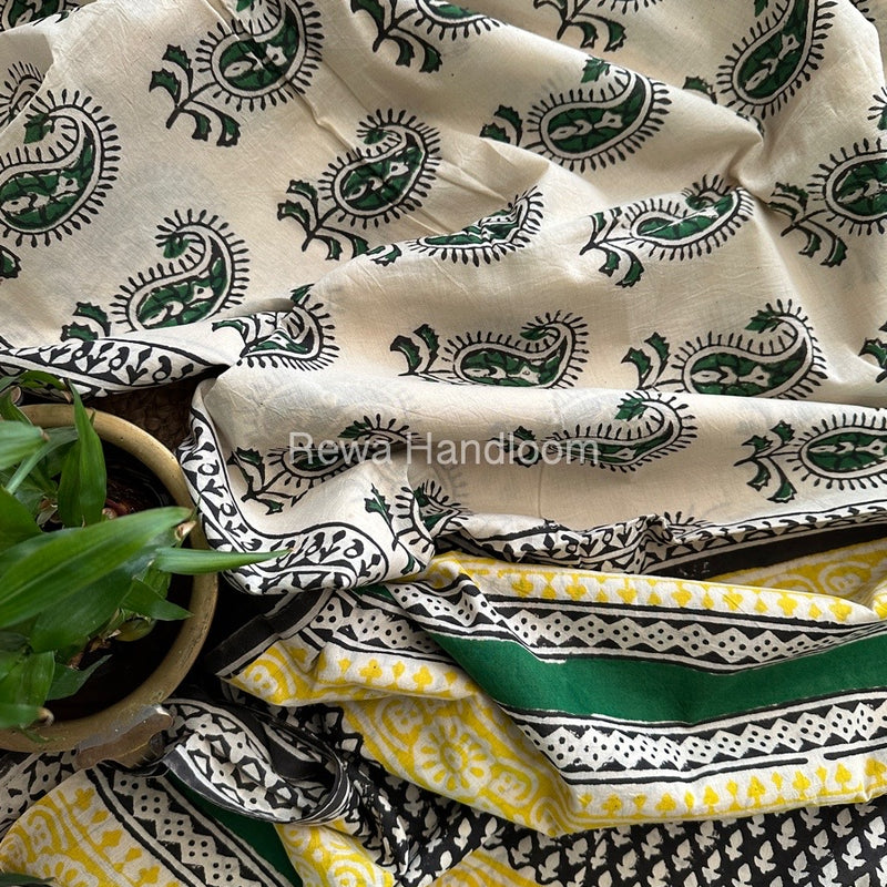 Cream Cotton Printed Saree CS03