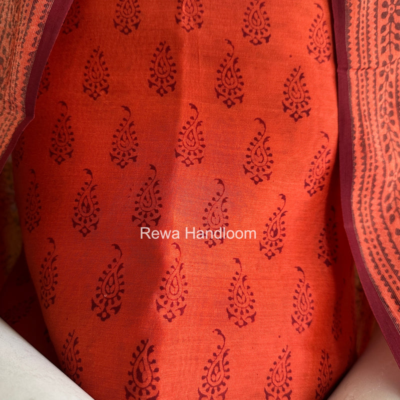 Maheshwari Orange-Red Bagh Print Suit BSP0248