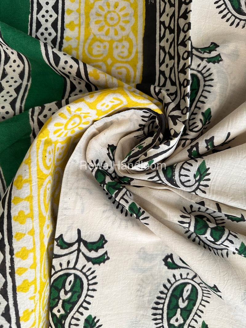 Cream Cotton Printed Saree CS03