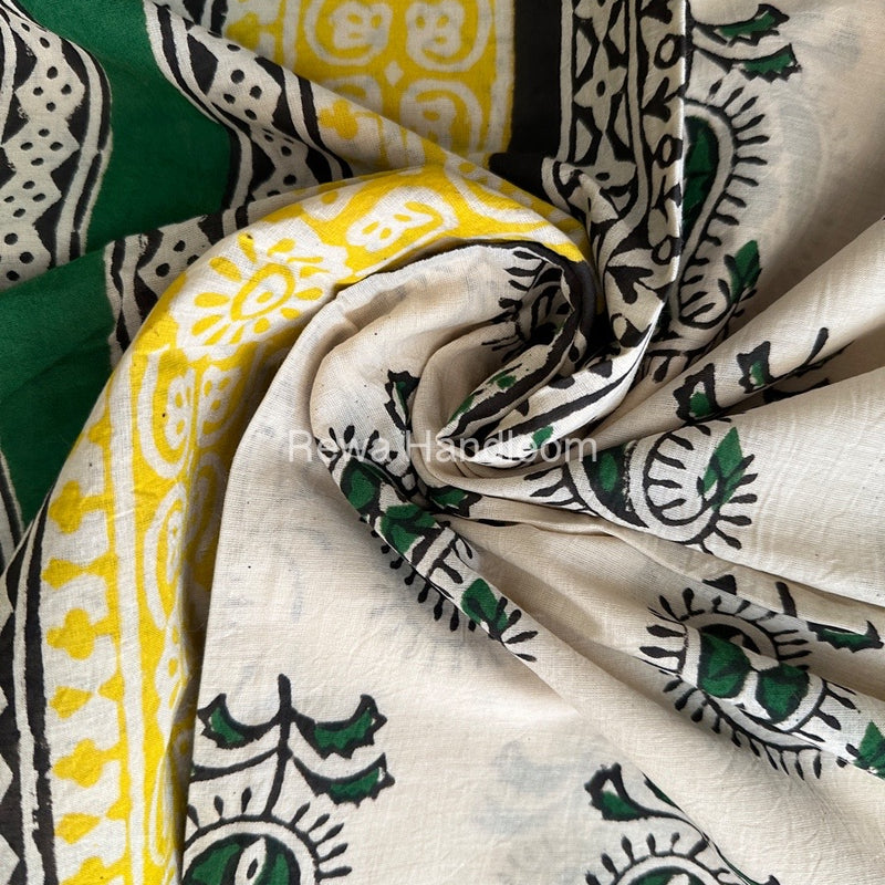 Cream Cotton Printed Saree CS03