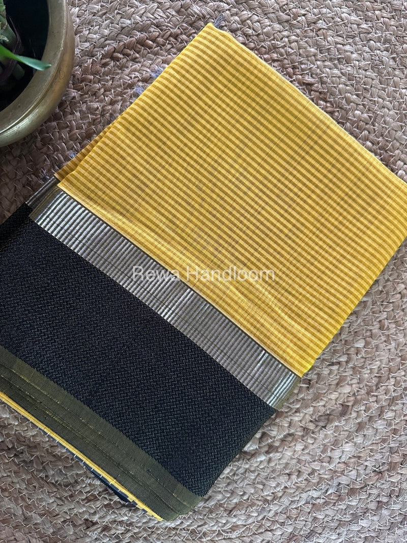 Maheshwari Yellow Resham Thread Border Saree RTBS05