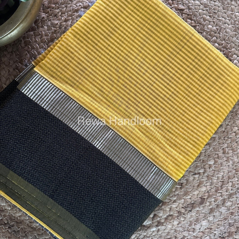 Maheshwari Yellow Resham Thread Border Saree RTBS05