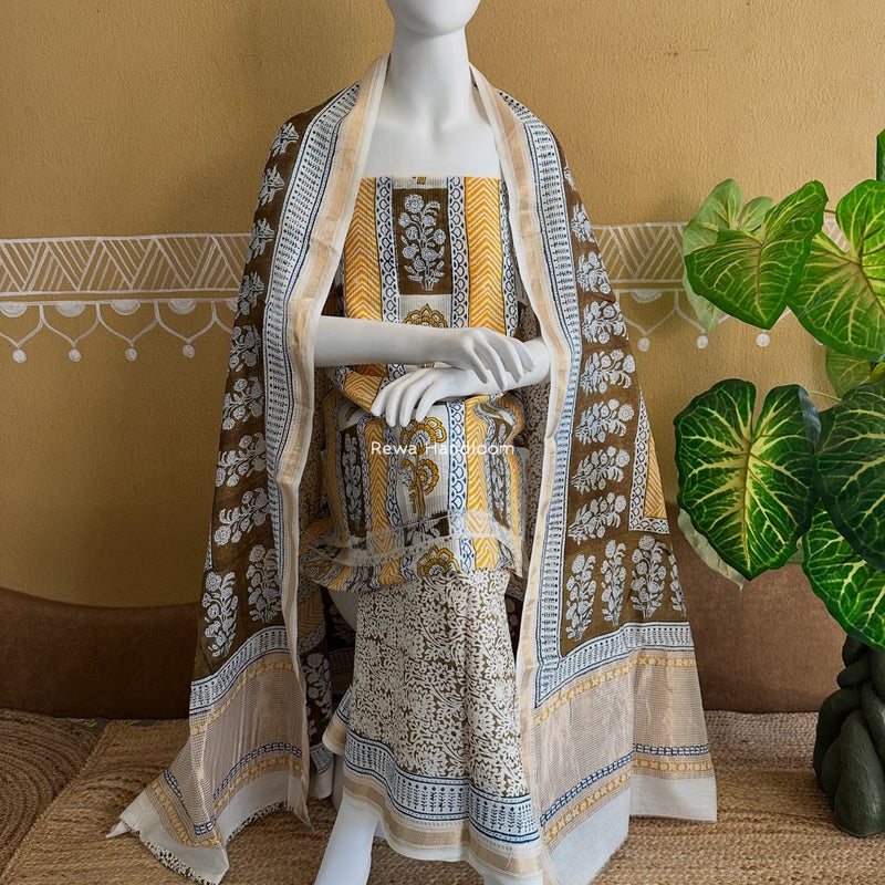 Maheshwari Bagh Indigo Print Suit