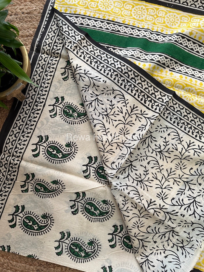 Cream Cotton Printed Saree CS03