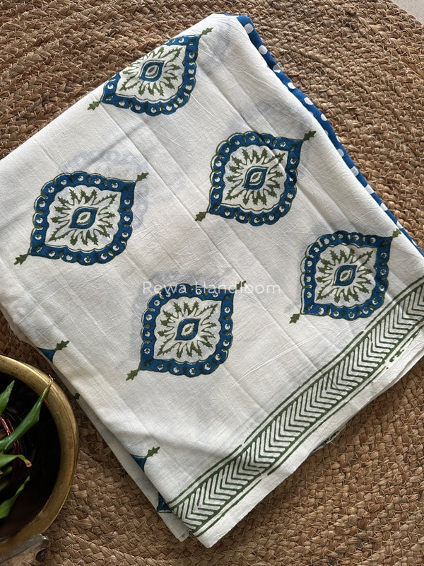 White-Blue Indigo Bagh Print Suit BCI026