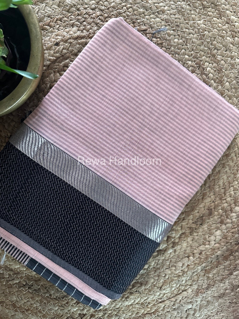 Maheshwari Dark Cream Resham Thread Border Saree RTBS06