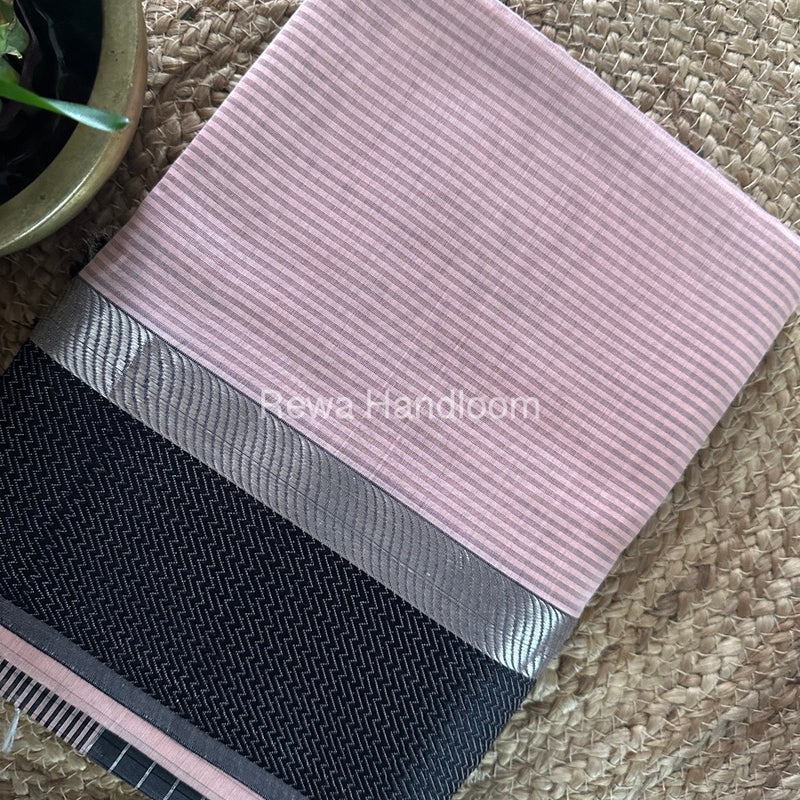 Maheshwari Dark Cream Resham Thread Border Saree RTBS06