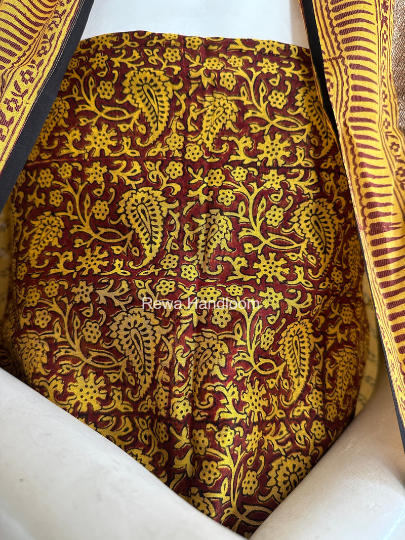 Maheshwari Yellow-Maroon Bagh Print Suit BSP0245