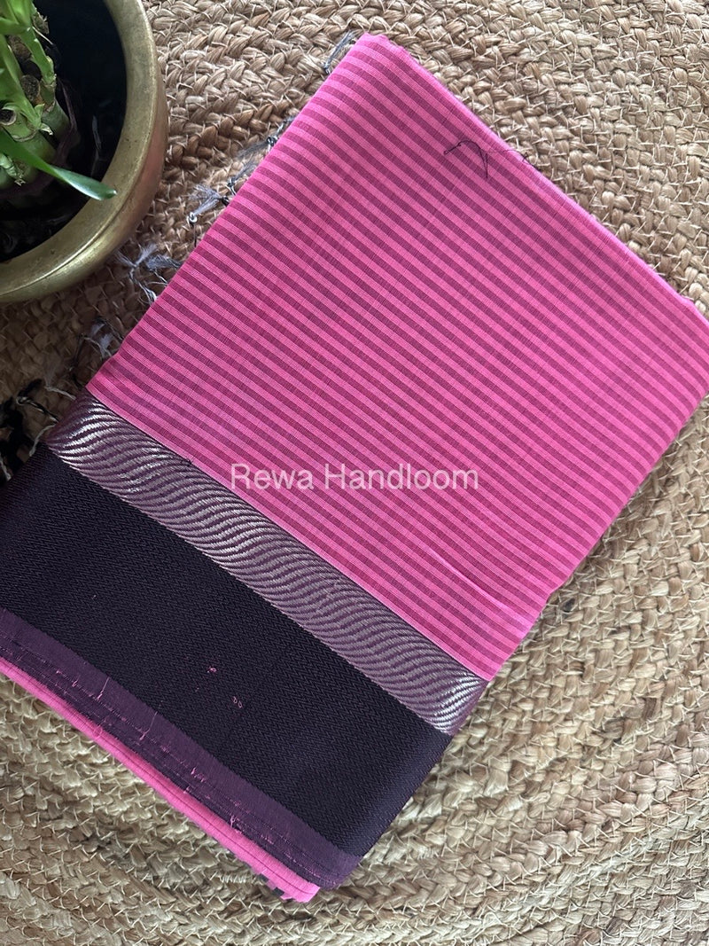 Maheshwari Onion Pink Resham Thread Border Saree RTBS07