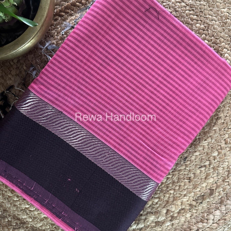 Maheshwari Onion Pink Resham Thread Border Saree RTBS07