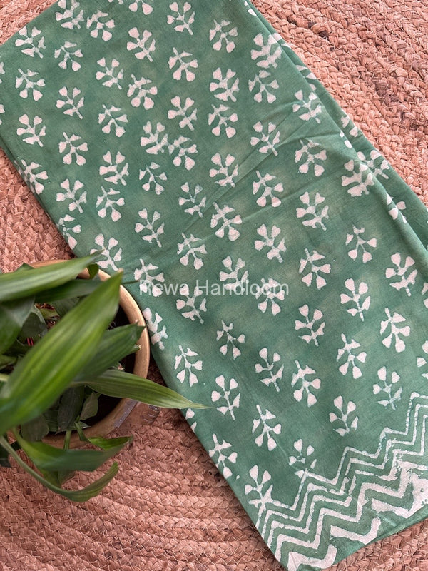 Sea Green Cotton Printed Saree CS031