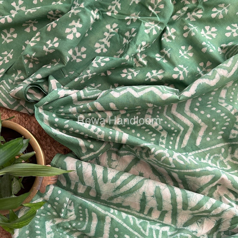 Sea Green Cotton Printed Saree CS031