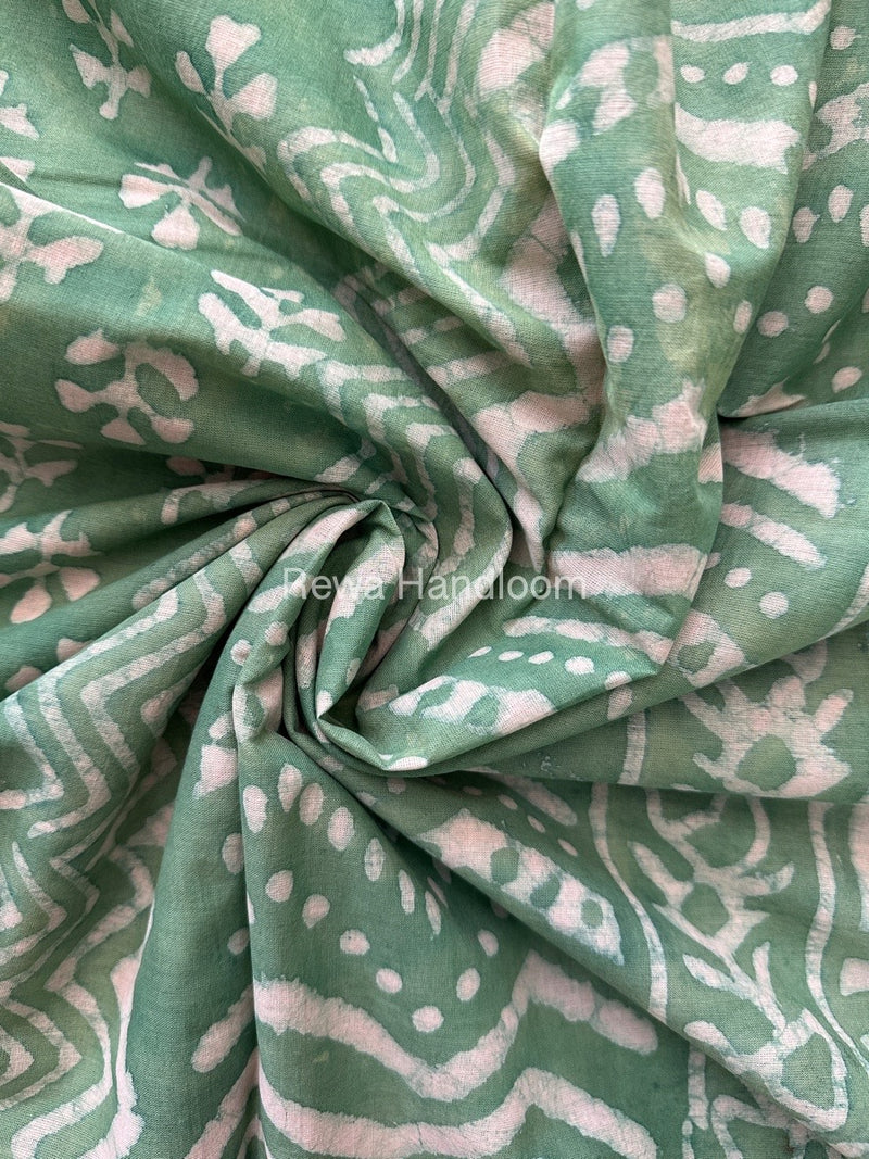 Sea Green Cotton Printed Saree CS031