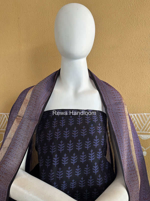 Maheshwari black-Purple Bagh Print Suit BSP0234