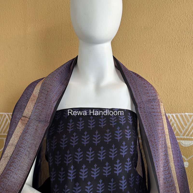 Maheshwari black-Purple Bagh Print Suit BSP0234