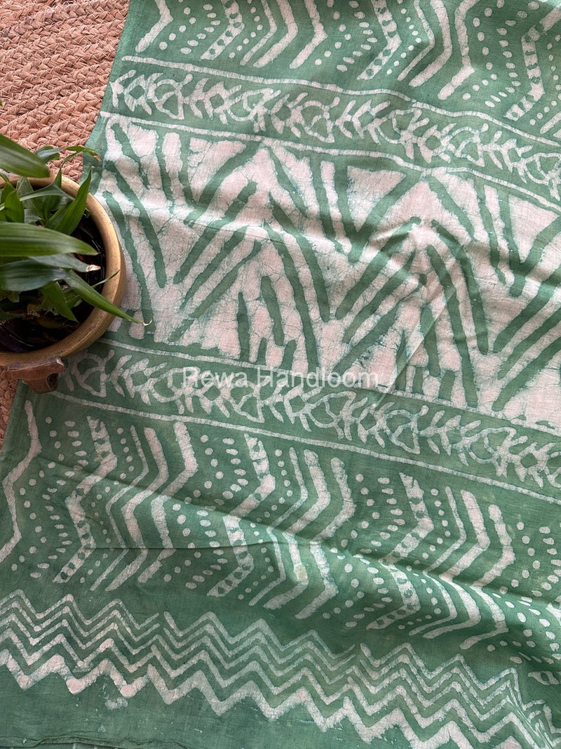 Sea Green Cotton Printed Saree CS031
