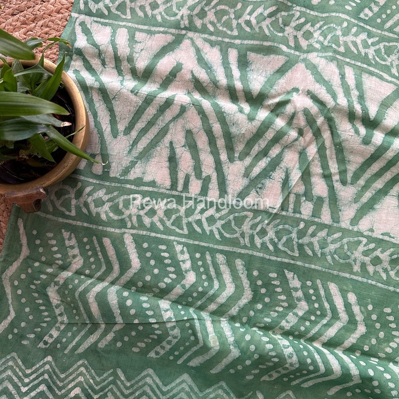 Sea Green Cotton Printed Saree CS031