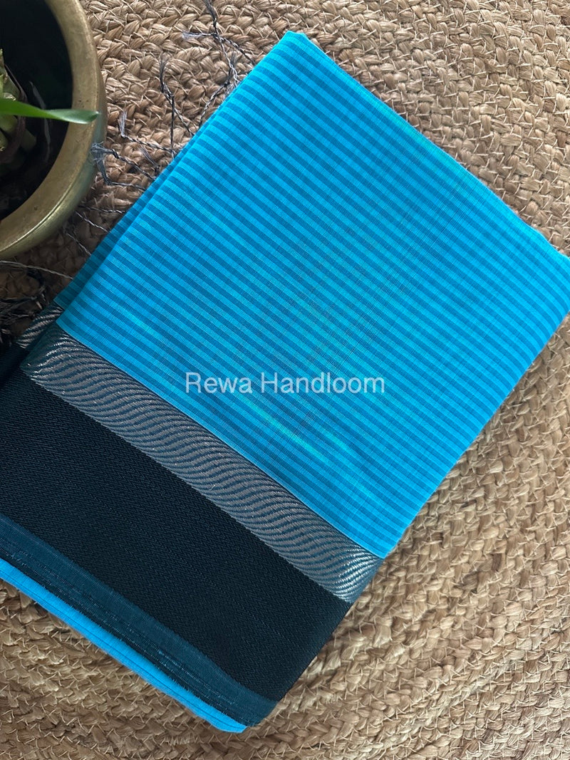 Maheshwari Sky Blue Resham Thread Border Saree RTBS09