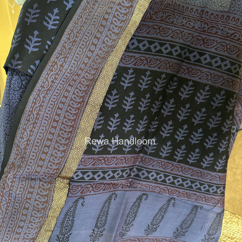 Maheshwari black-Purple Bagh Print Suit BSP0234