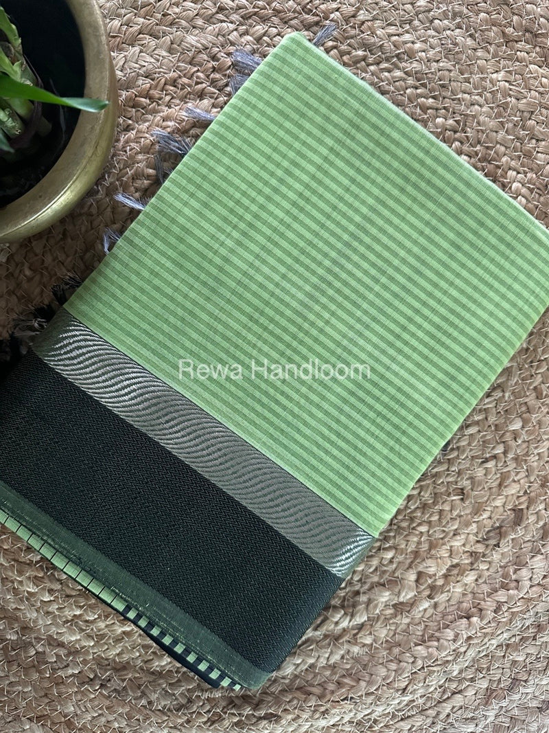 Maheshwari Pista Green Resham Thread Border Saree RTBS010